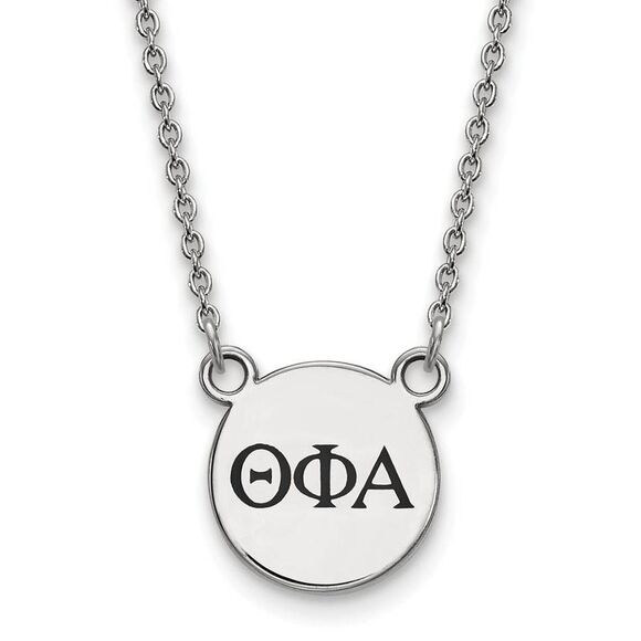 Sterling Silver Theta Phi Alpha Small Enamel Greek Letters Necklace - Picture 1 of 4